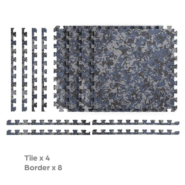 Norsk Blue Camo 25 in. x 25 in. x 0.55 in. Dual Sided Impact Foam Gym Tile 17.35 sq. ft. 31203DDBC The Home Depot