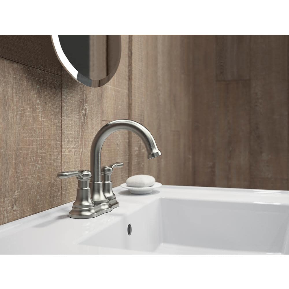 Elegant Brushed Nickel Dual-Handle High Arc Bathroom Faucet