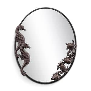 21.5 in. W x 26 in. H Seahorse Oval Framed Antique Bronze Mirror