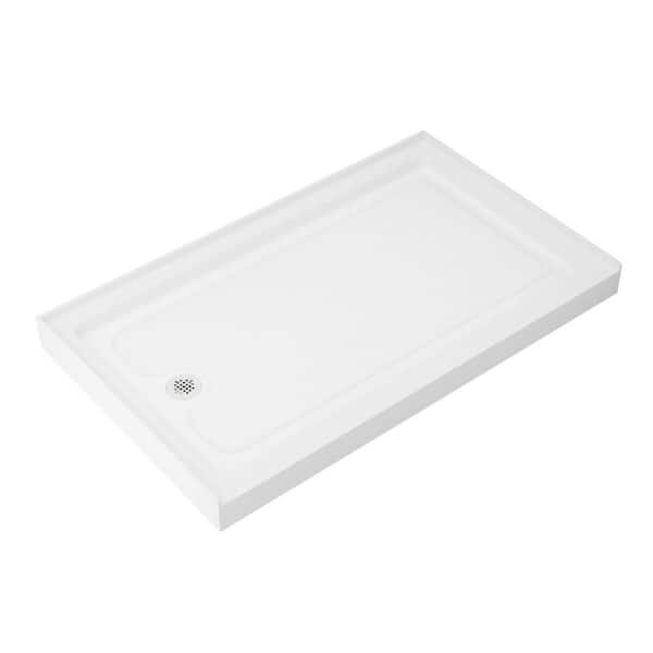 60 in. L x 32 in. W Single Threshold Alcove Shower Pan Base in Gloss White