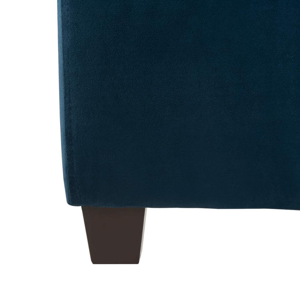 Navy Velvet Queen Platform Bed with Nailhead Trim