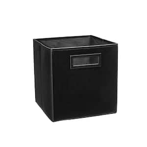 11 in. H x 10.5 in. W x 10.51 in. D Midnight Black Fabric Cube Storage Bin