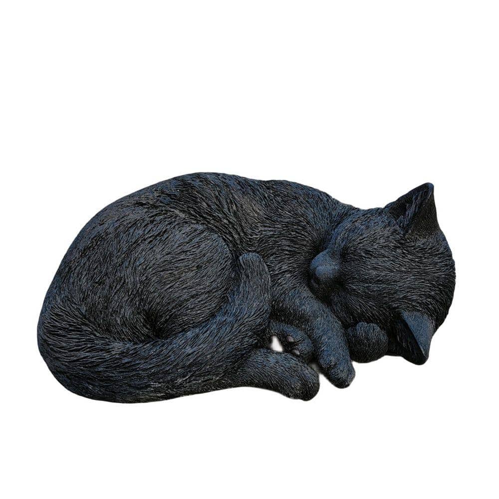 HI-LINE GIFT LTD Nocturnal Elegance: Black Polyresin Sleeping Cat