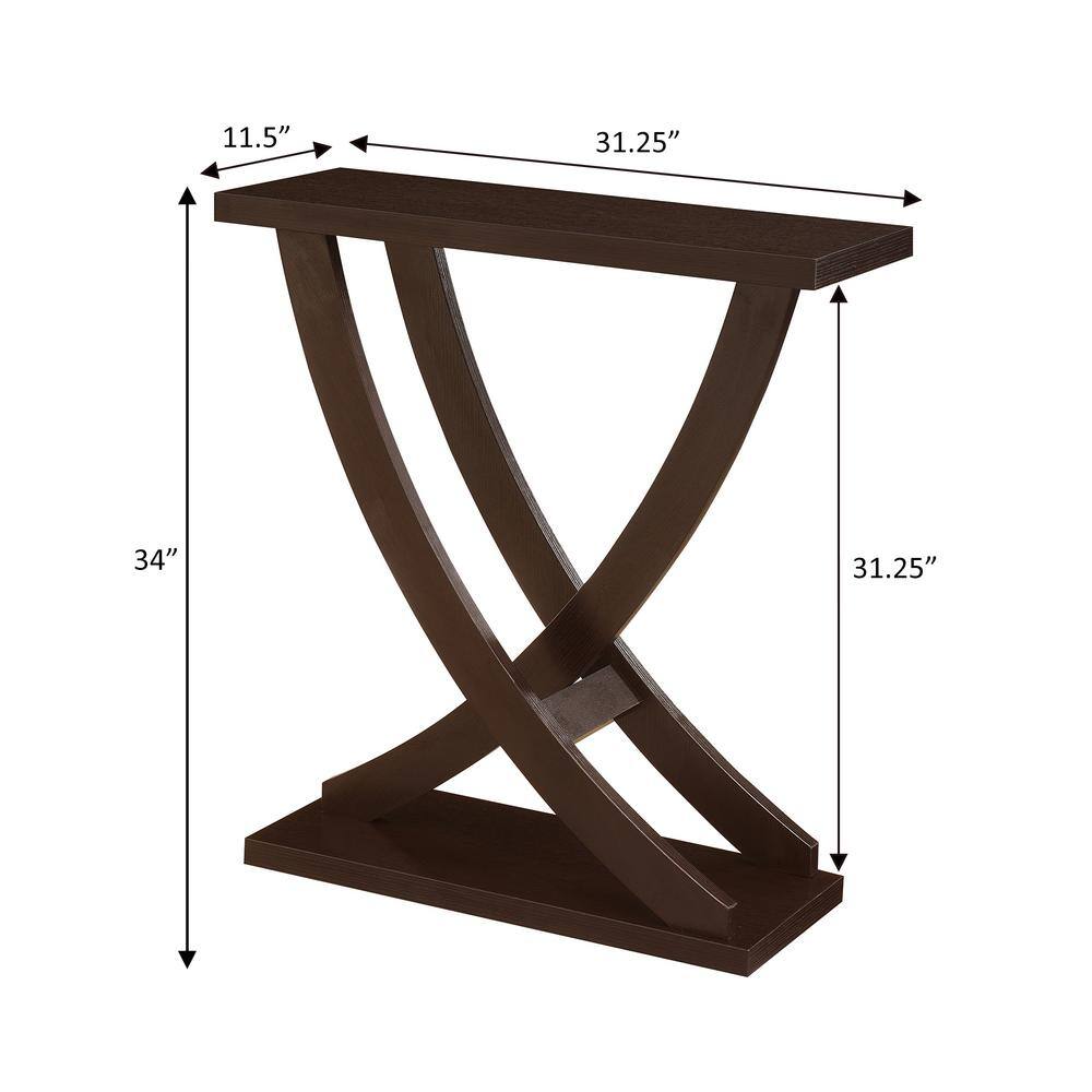 Espresso Woodgrain Contemporary Console Table with Storage