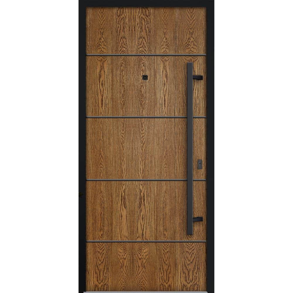 Vdomdoors In X In Left Hand Inswing Natural Oak Steel Prehung Front Door With