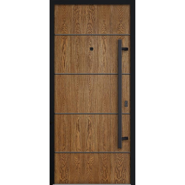 VDOMDOORS 6683 36 in. x 80 in. Left-hand/Inswing Natural Oak Steel Prehung Front Door with Hardware