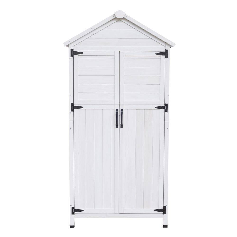 White 3 ft. W x 2 ft. D All-Weather Fir Wood Garden Storage Shed