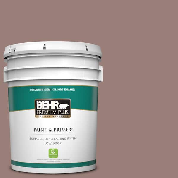 BEHR PREMIUM PLUS 5 gal. #180F-5 Cougar Semi-Gloss Enamel Low Odor Interior Paint & Primer