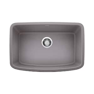 VALEA Gray Granite Composite 27 in. x 18 in. Single Bowl Undermount Kitchen Sink