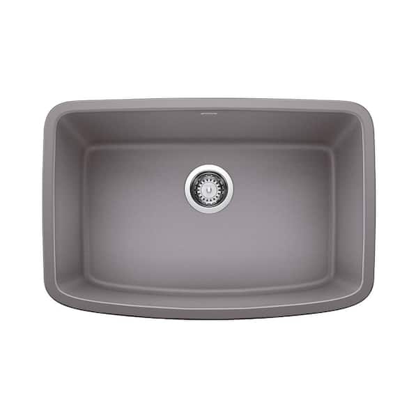 Blanco VALEA Gray Granite Composite 27 in. x 18 in. Single Bowl Undermount Kitchen Sink