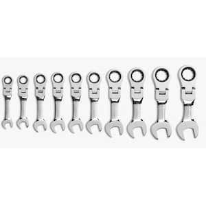 Metric 72-Tooth Stubby Flex Head Combination Ratcheting Wrench Tool Set (10-Piece)