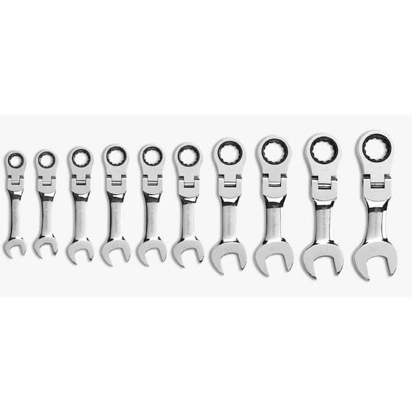GEARWRENCH Metric 72-Tooth Stubby Flex Head Combination Ratcheting Wrench  Tool Set (10-Piece) 9550 The Home Depot