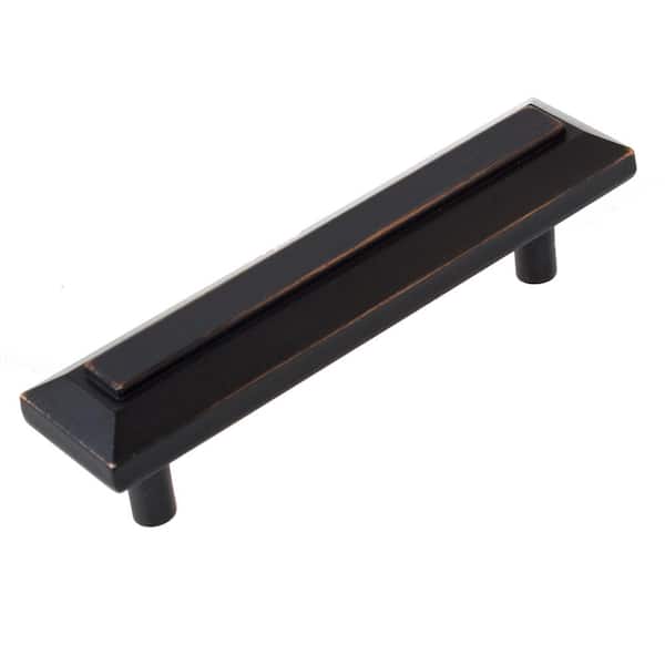 GlideRite 3 in. Center-to-Center Oil Rubbed Bronze Grooved Rectangle Cabinet Pull (10-Pack)