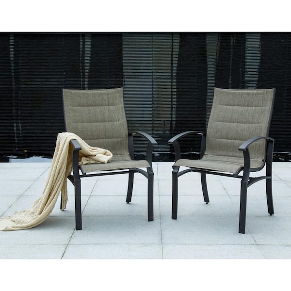 Wildaven Gray Depot in Patio Outdoor with - Fabric Chair 2 of Home Set ZJLYLCATXY6483 The Dining Steel Mesh Textilene