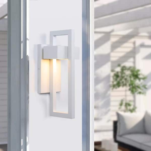 Lucky Monet 2-Light White LED Outdoor Wall Lantern Sconce (2-Pack