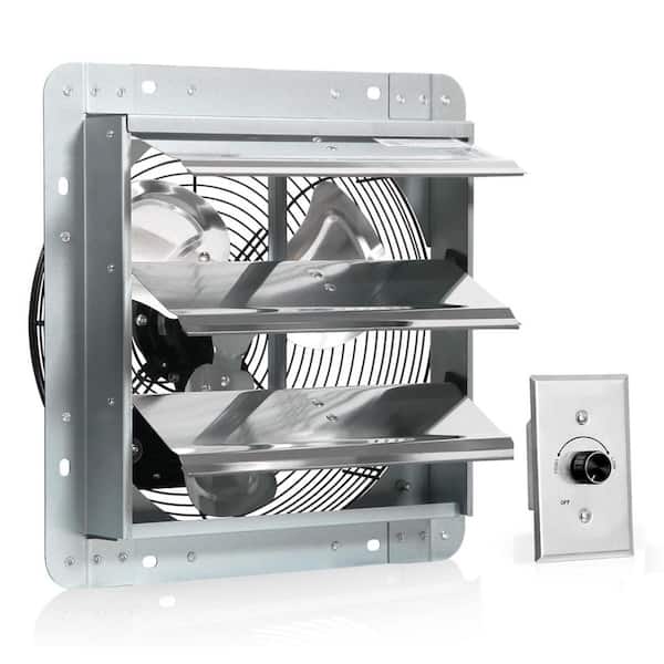 12 in. Variable Shutter Exhaust Fan Wall Mounted with Speed Controller 1800CFM Electric Powered Aluminum