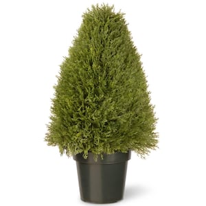 30 in. Upright Juniper Artificial Tree in Green Round Growers Pot