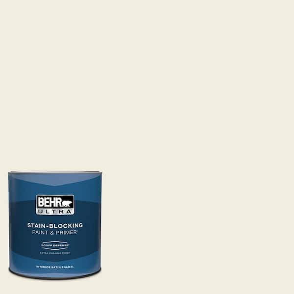 BEHR ULTRA 1 qt. #12 Swiss Coffee Extra Durable Satin Enamel Interior Paint & Primer