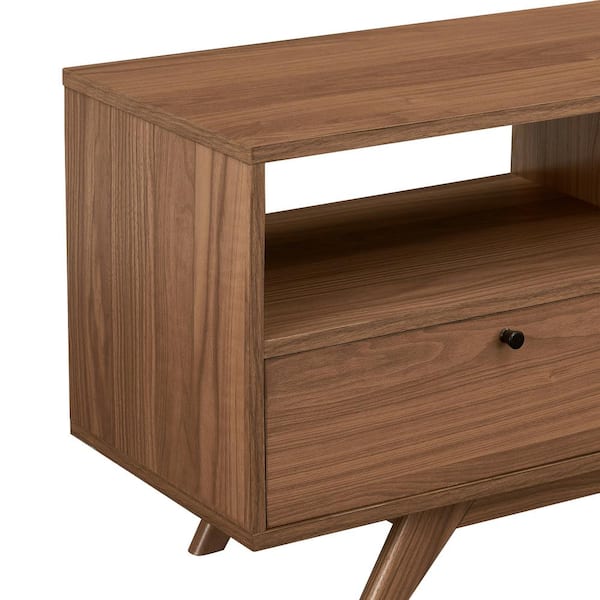 Welwick Designs 70 in. Mocha Wood Mid-Century Modern TV Stand with