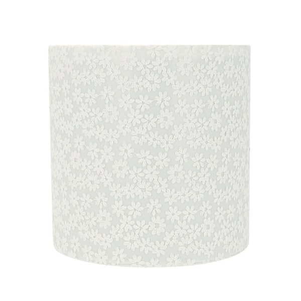 Aspen Creative Corporation 8 in. x 8 in. White with Floral Design Drum, Cylinder Lamp Shade