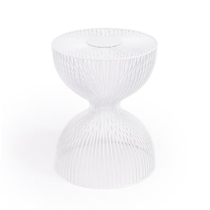 Nicholas 14 in. White Round Metal Accent Table 17.5 in. H x 14 in. W x 14 in. D