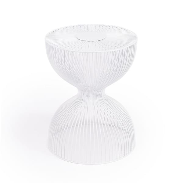 Butler Specialty Company Nicholas 14 in. White Round Metal Accent Table 17.5 in. H x 14 in. W x 14 in. D