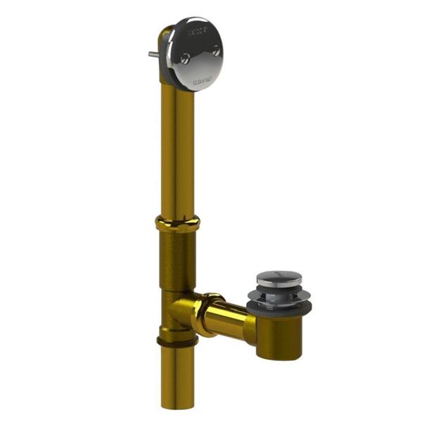 Watco 551 Series 24 in. Tubular Brass Bath Waste with Foot Actuated Bathtub Stopper in Chrome Plated