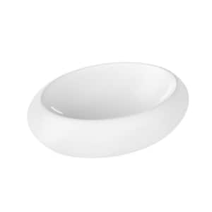 Oval Vessel Bathroom Ceramic Sink in White