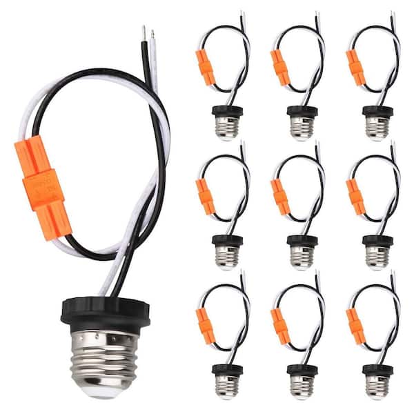 BIBIVIS 10-Pack E26 Socket Adapter, Light Bulb Socket Pigtail for LED Ceiling Light Downlight Outlet Converter Socket