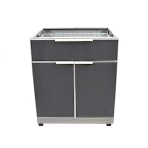Aluminum Slate Gray 30 in. x 25.25 in. 37.25 in. 2-Door Outdoor Kitchen Cabinet with 1-Drawer