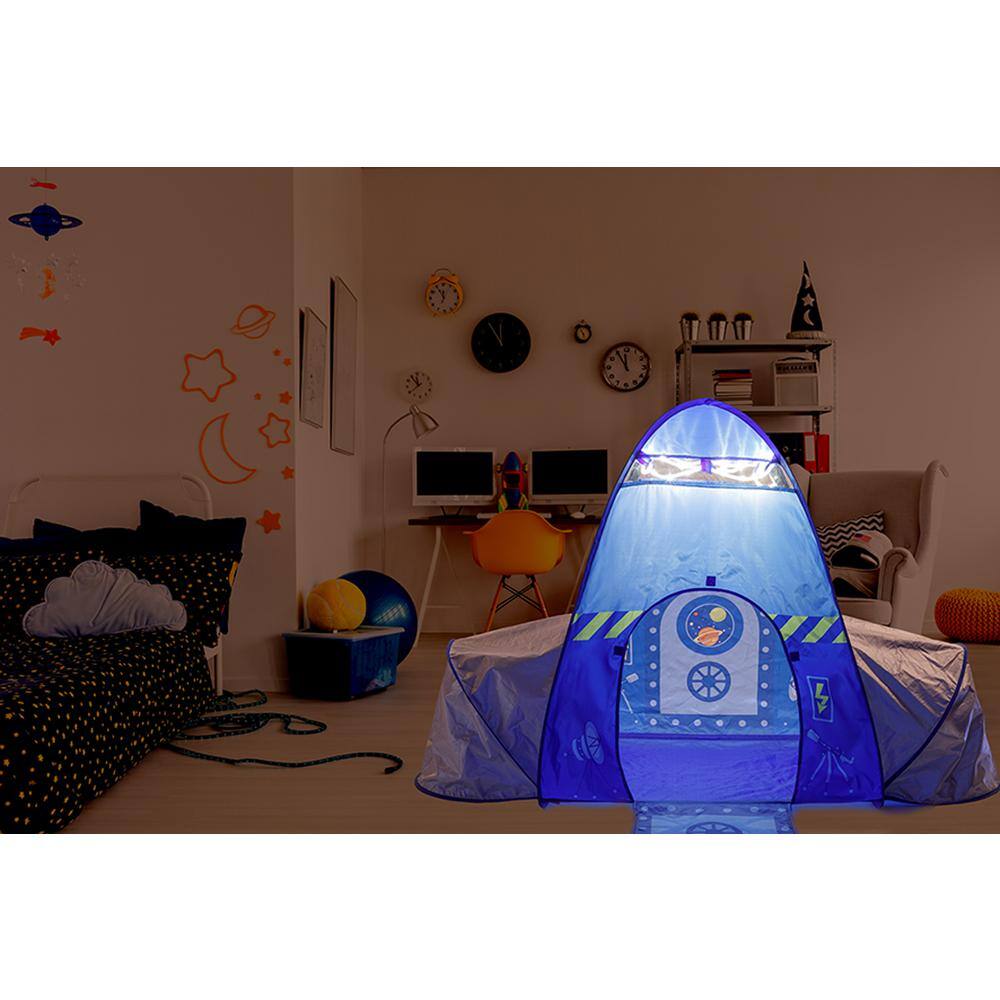 Fun2Give Blue and Silver Rocket Play Tent with Lights