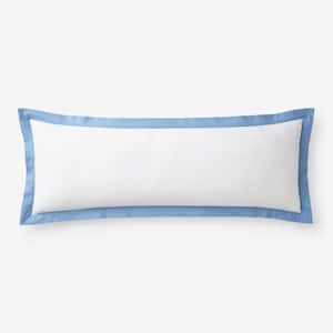 Company Cotton Solid Border Percale Lumbar Decorative Porcelain Blue 14 in. x 40 in. Throw Pillow Cover