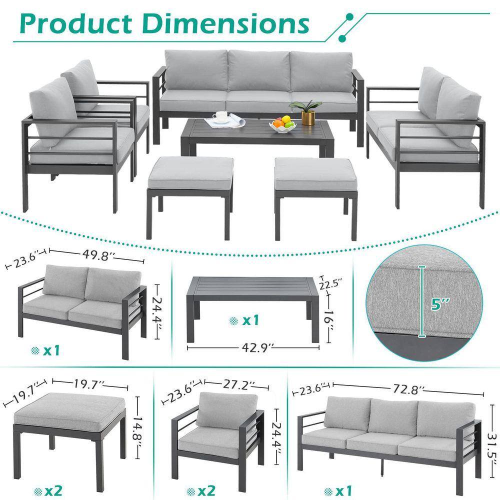 Product dimensions and size specifications for the patio set.