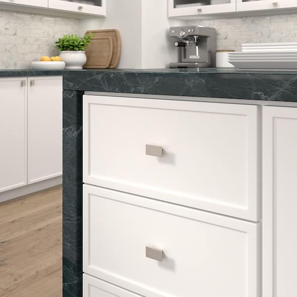 Flemingdon Collection 1-9/16 in. (40 mm) Modern Brushed Nickel Rectangle Cabinet Knob