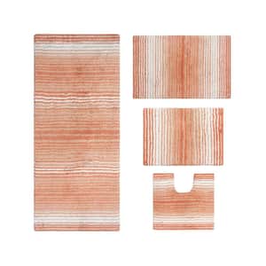 100% Cotton Gradiation Collection Machine Washable 4-Pcs Set with Runner, Coral