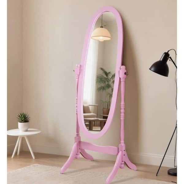 GOGEXX Queen Anne Style Pink 16 in. W x 59.25 in. H Floor Mirror