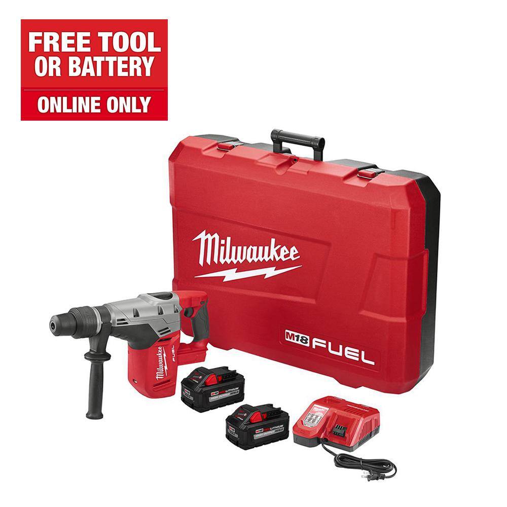 Milwaukee M18 FUEL 18V Lithium Ion Brushless Cordless 1 9 16 in. SDS Max Rotary Hammer Kit w Two 8.0Ah Batteries Hard Case 2717 22HD The Home