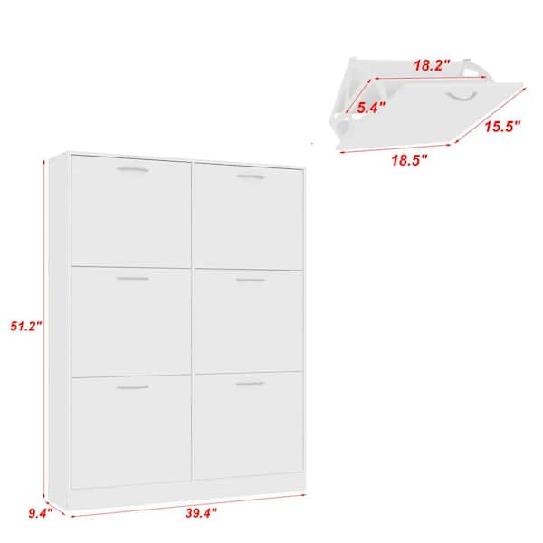 FUFU&GAGA 23.6 in. W x 70.9 in. H 24-Pair White Wood 2-Door Shoe Storage  Cabinet with Wheels KF200174-01 - The Home Depot