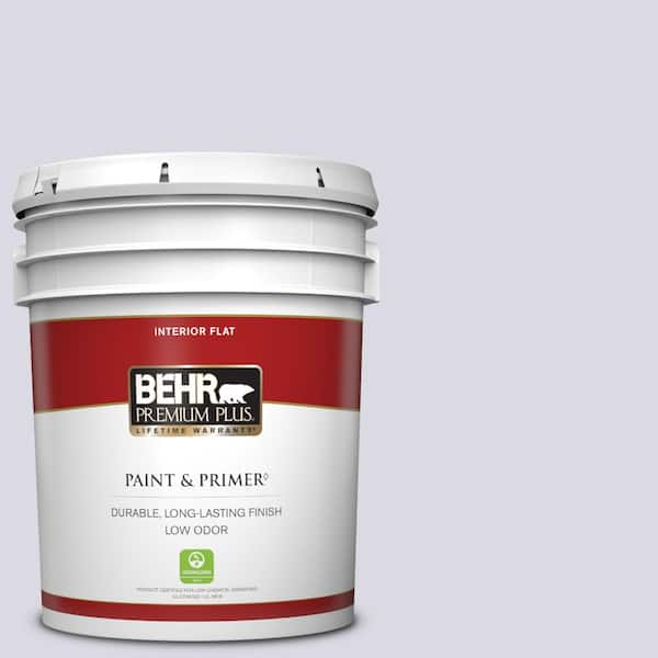 BEHR PREMIUM PLUS 5 gal. #S570-1 Misty Lavender Flat Low Odor Interior Paint & Primer