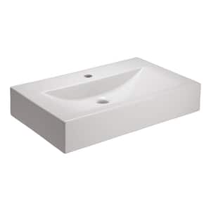 Sonja 25.5 in. Above Counter Bathroom Vessel Sink for Single Hole Faucet in White