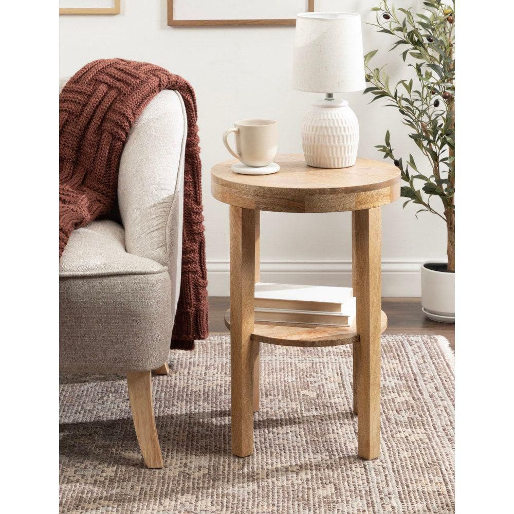 Talcott 16 in. Natural Round Solid Wood End Table - thumbnail 9