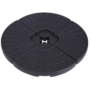 Large Round Fillable Weighted Offset Market Patio Umbrella Base with Easy Setup and Simple Design in Black (4-Piece)