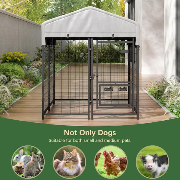 4 ft. x 4 ft. x 5 ft. Outdoor Dog Kennel with UV-Resistant and Waterproof Cover