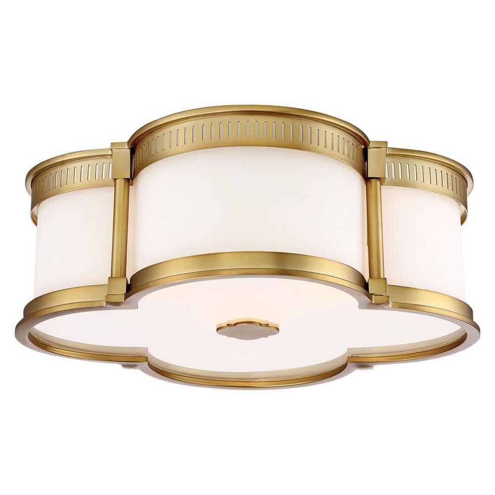 Liberty Gold LED Flush Mount Ceiling Light with Etched White Glass