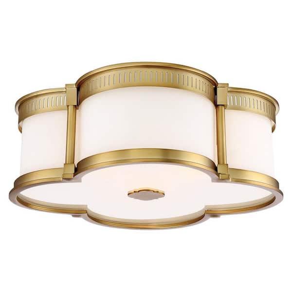 100-Watt Equivalence 16.25 in. Liberty Gold Integrated LED Flushmount