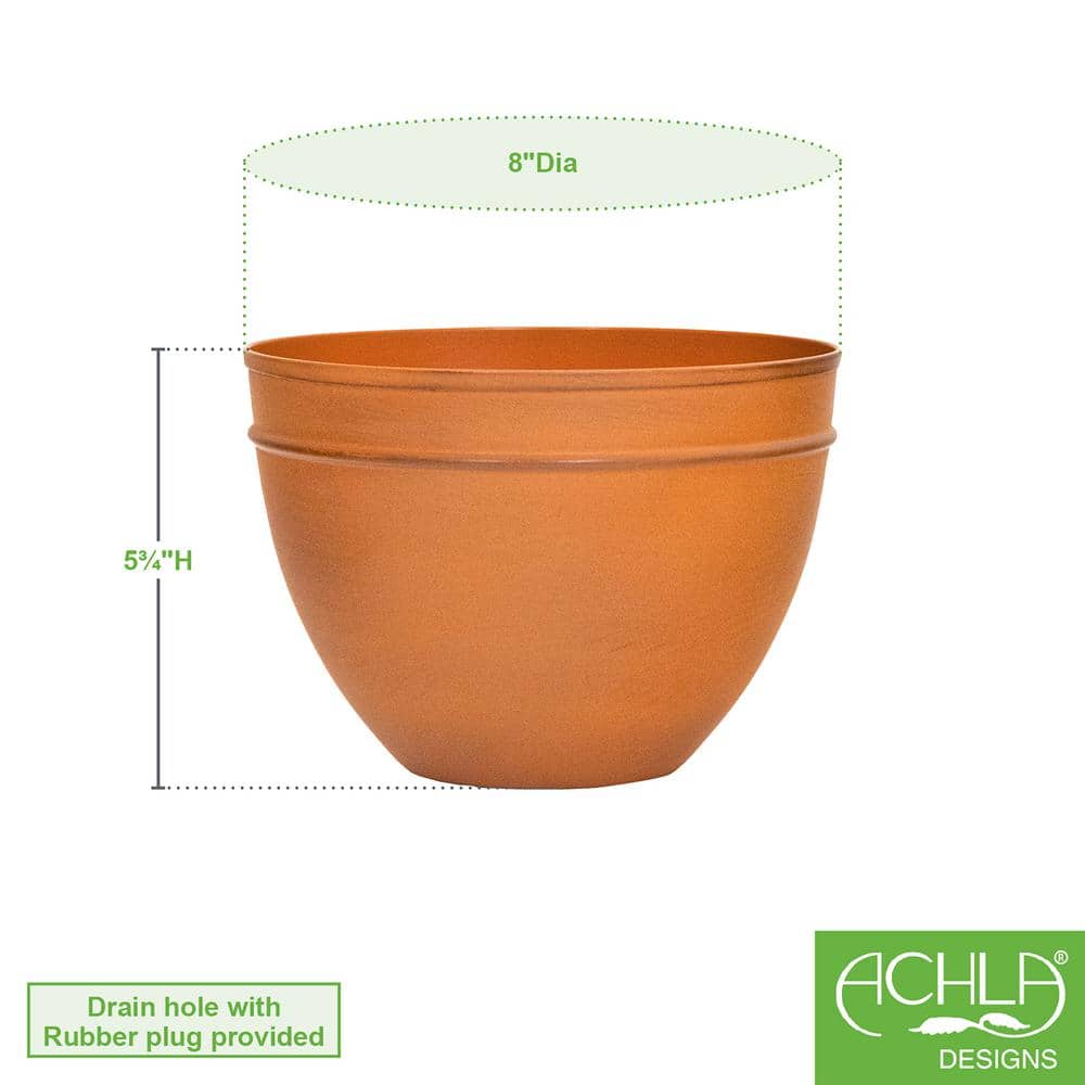 Burnt Sienna Galvanized Steel Bowl Planter Pot 8"