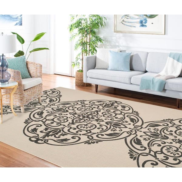 Martha Stewart Silhouette 5 ft. x 8 ft. Floral Indoor/Outdoor Patio Area Rug