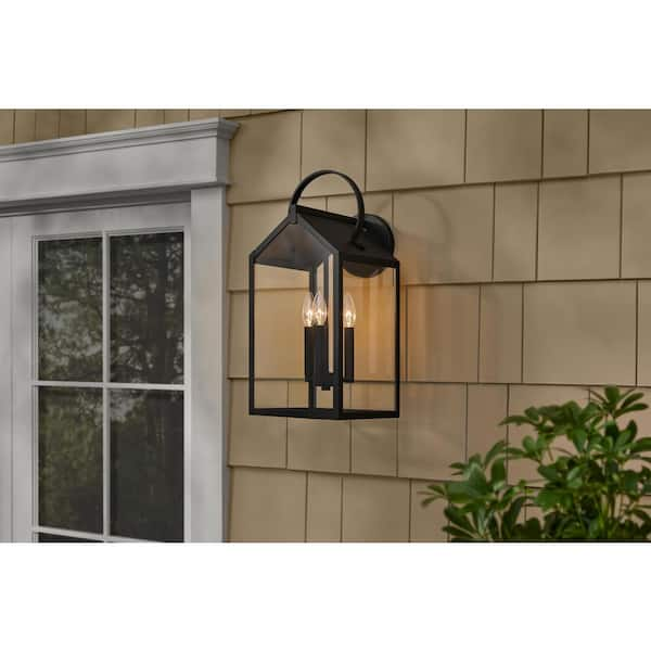 Hampton Bay 22 in. Traditional Black Steel Outdoor Patio Lantern