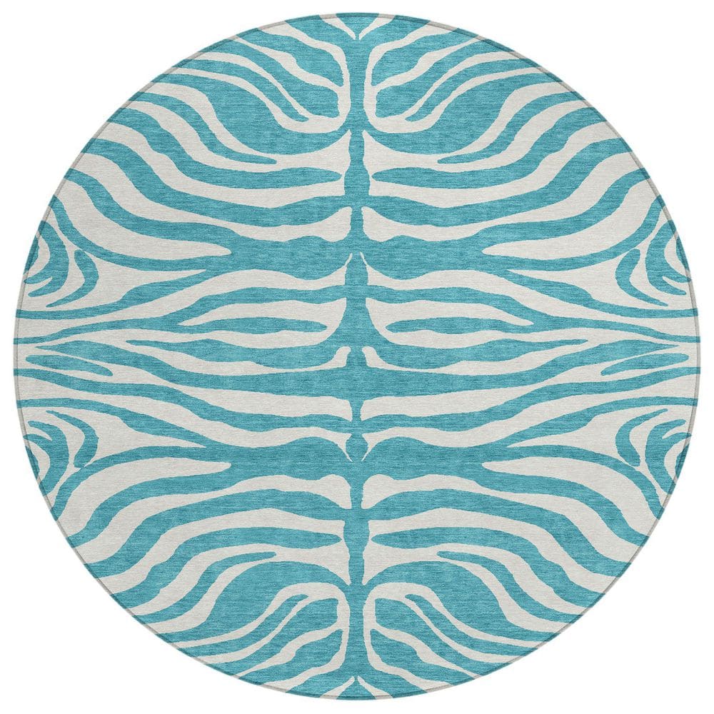 Chantille Machine Washable Indoor/Outdoor Abstract ACN1042 Teal 8 ft. x 8 ft. Area Rug price history on PriceWatchPro
