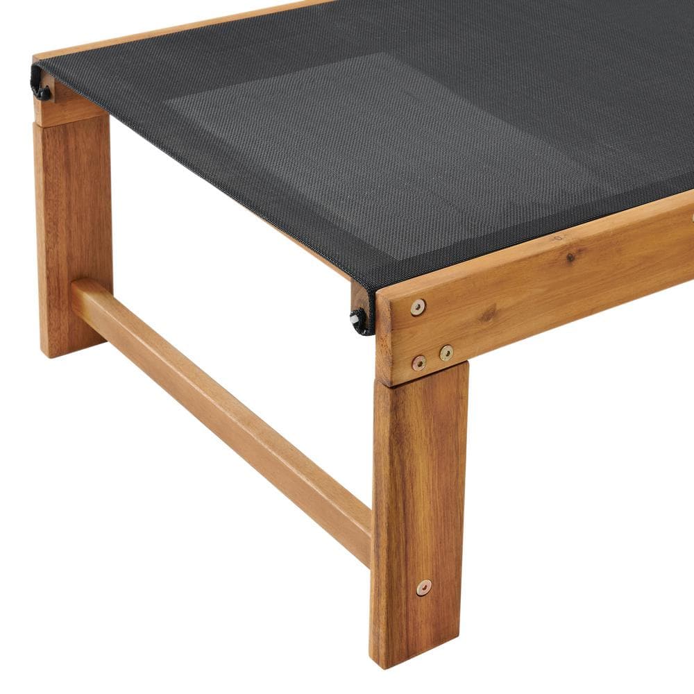 Sunapee Adjustable Acacia Wood Outdoor Chaise Lounger with Mesh Seating